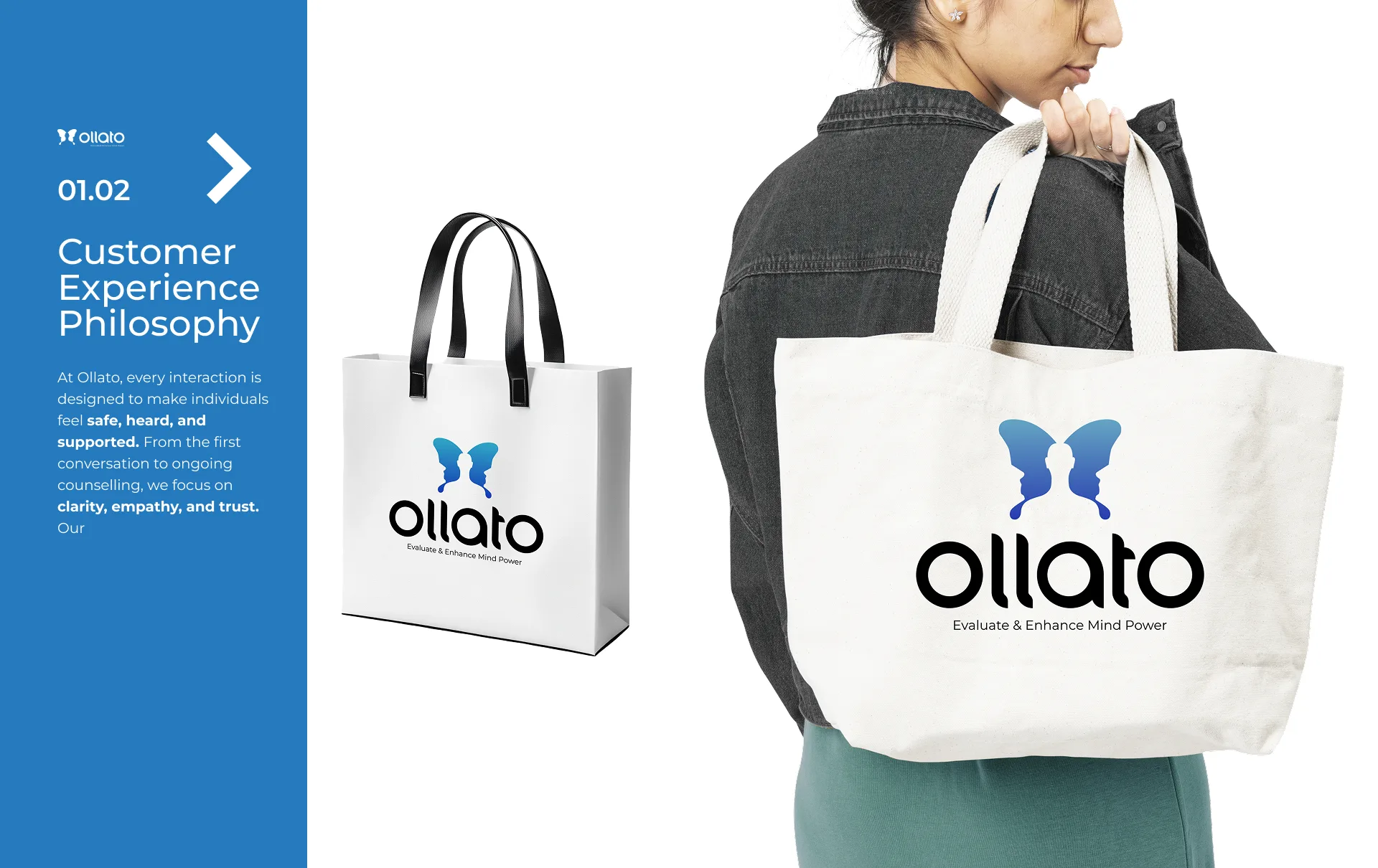 Professional mental health branding project showcasing Ollato brand transformation
